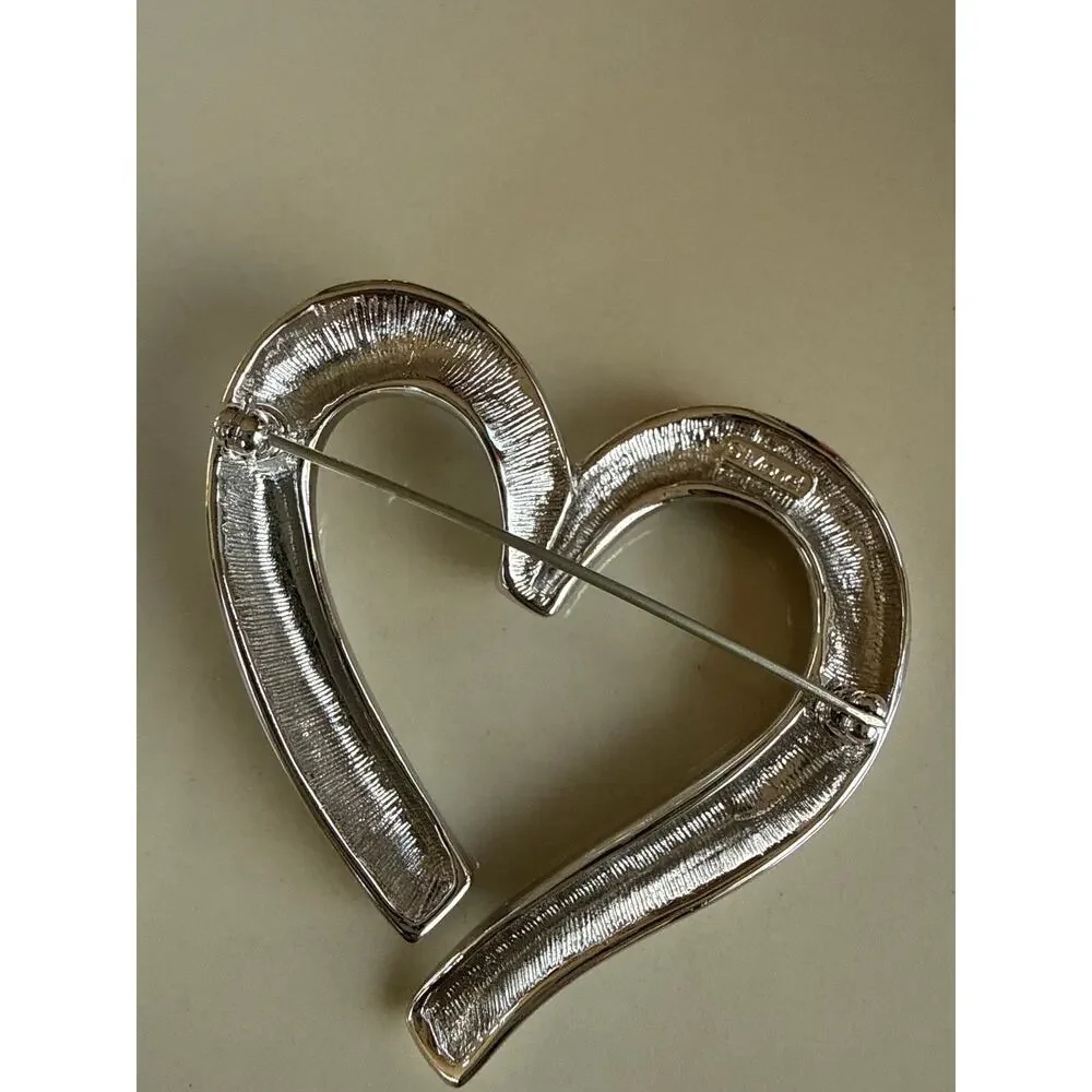 Money silver heart costume jewelry brooch MCM